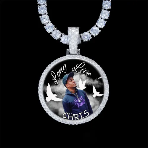 925S & VVS Moissanite 3D Circle Custom Picture Pendant sold by The GUU Shop