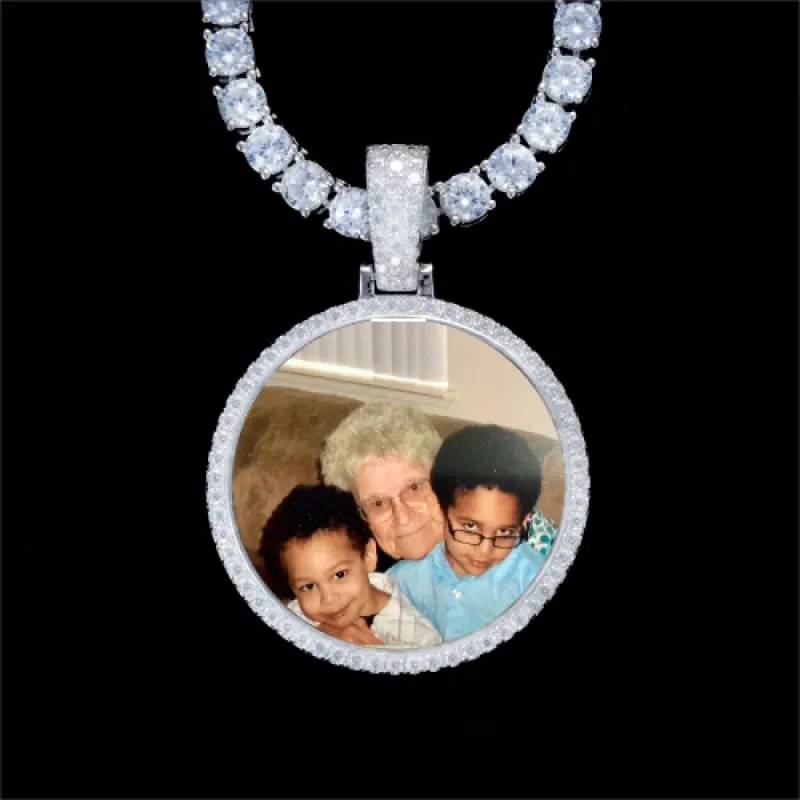 925S & VVS Moissanite 3D Circle Custom Picture Pendant sold by The GUU Shop