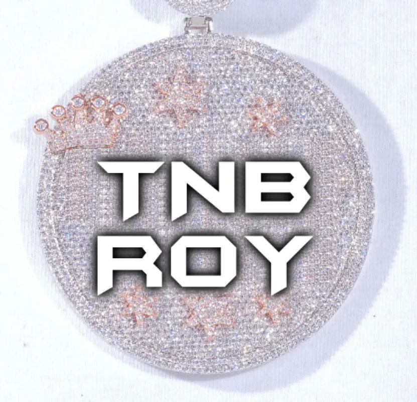 CUSTOM LETTER NECKLACE 3D BIG CROWN DISC sold by The GUU Shop