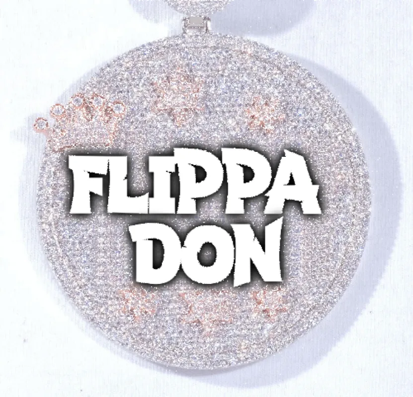 CUSTOM LETTER NECKLACE 3D BIG CROWN DISC sold by The GUU Shop