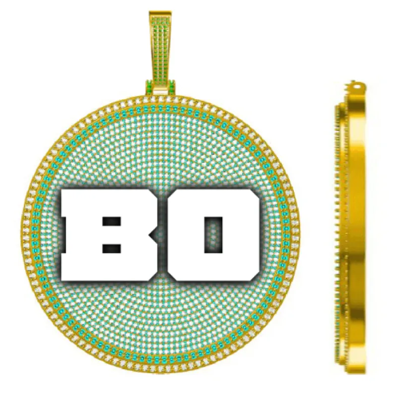 CUSTOM LETTER NECKLACE 3D BIG DISC sold by The GUU Shop