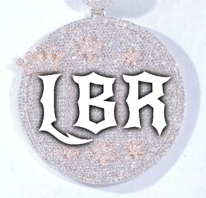 CUSTOM LETTER NECKLACE 3D BIG CROWN DISC sold by The GUU Shop