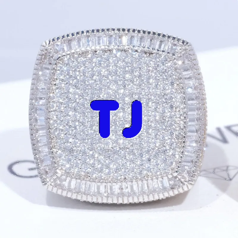 CUSTOM LETTER 3D ICED RING sold by The GUU Shop