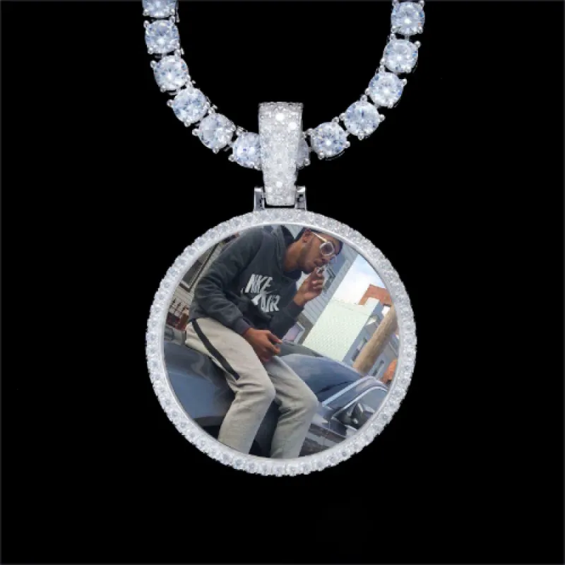 925S & VVS Moissanite 3D Circle Custom Picture Pendant sold by The GUU Shop