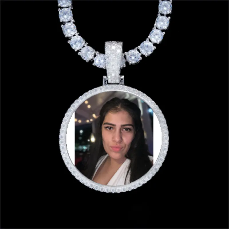 925S & VVS Moissanite 3D Circle Custom Picture Pendant sold by The GUU Shop