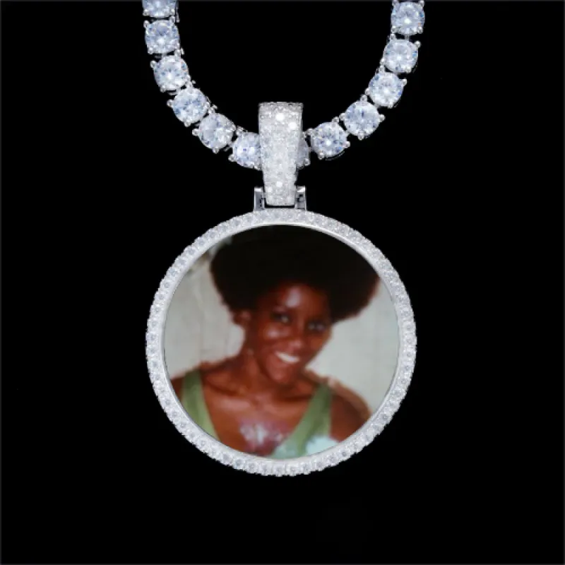 925S & VVS Moissanite 3D Circle Custom Picture Pendant sold by The GUU Shop
