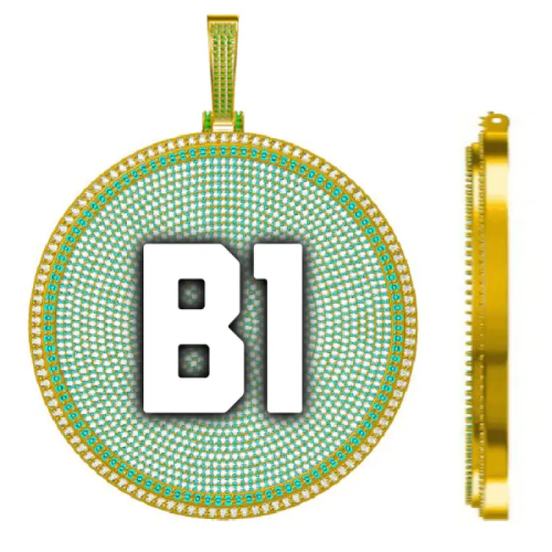 CUSTOM LETTER NECKLACE 3D BIG DISC sold by The GUU Shop