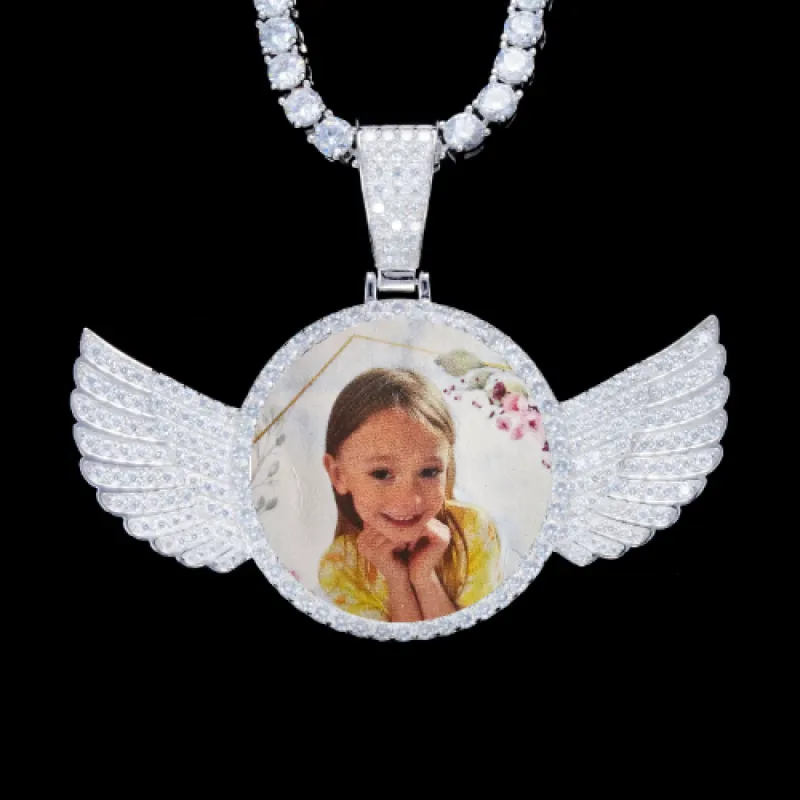 925S & VVS Moissanite 3D Wing Custom Picture Pendant sold by The GUU Shop