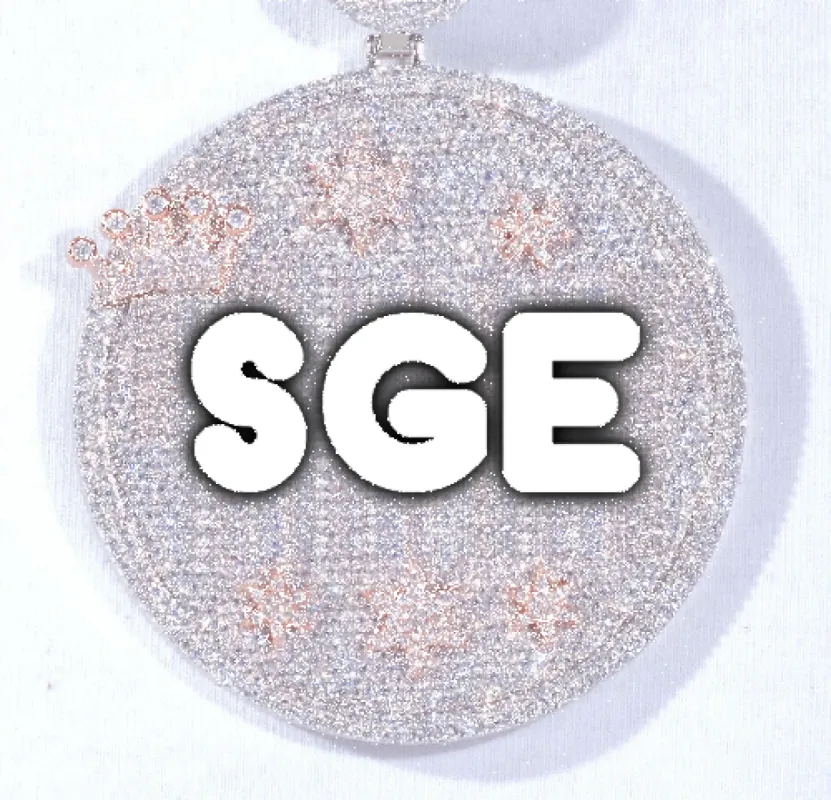 CUSTOM LETTER NECKLACE 3D BIG CROWN DISC sold by The GUU Shop