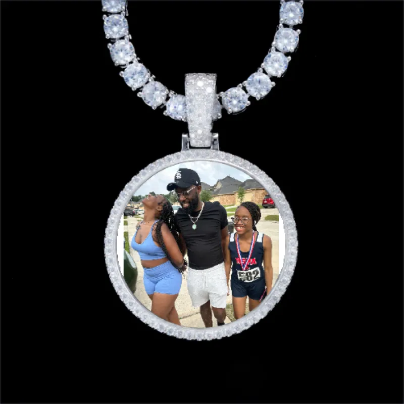 925S & VVS Moissanite 3D Circle Custom Picture Pendant sold by The GUU Shop
