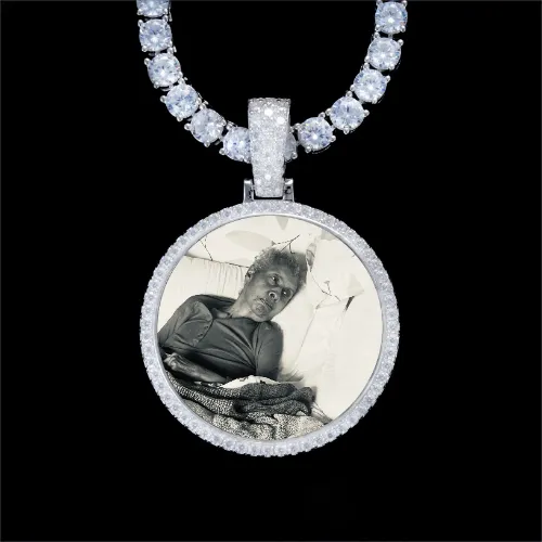 925S & VVS Moissanite 3D Circle Custom Picture Pendant sold by The GUU Shop