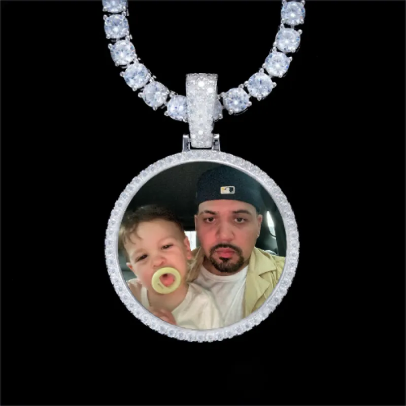 925S & VVS Moissanite 3D Circle Custom Picture Pendant sold by The GUU Shop