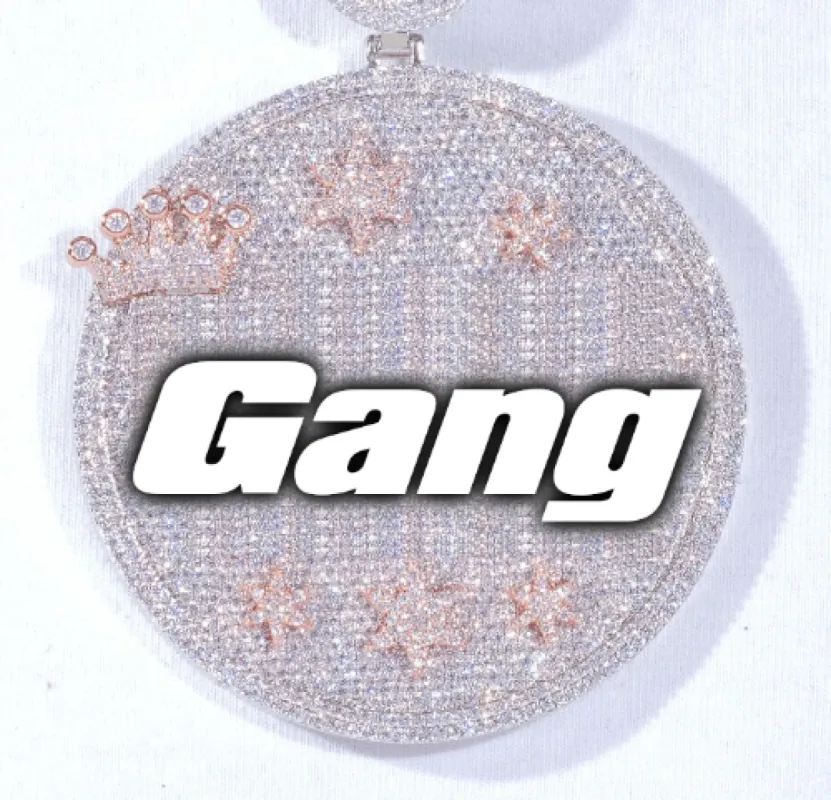 CUSTOM LETTER NECKLACE 3D BIG CROWN DISC sold by The GUU Shop