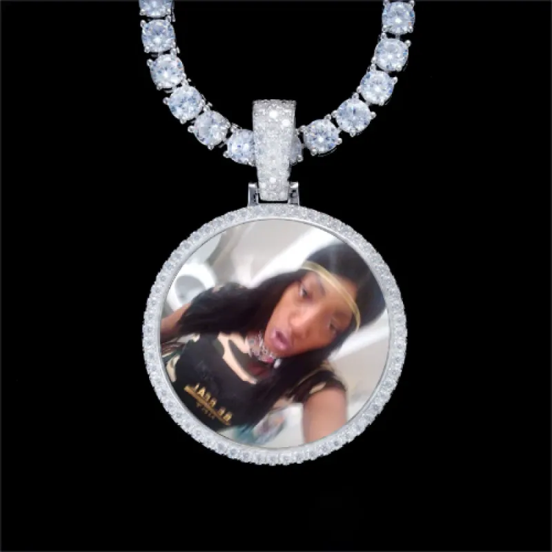 925S & VVS Moissanite 3D Circle Custom Picture Pendant sold by The GUU Shop