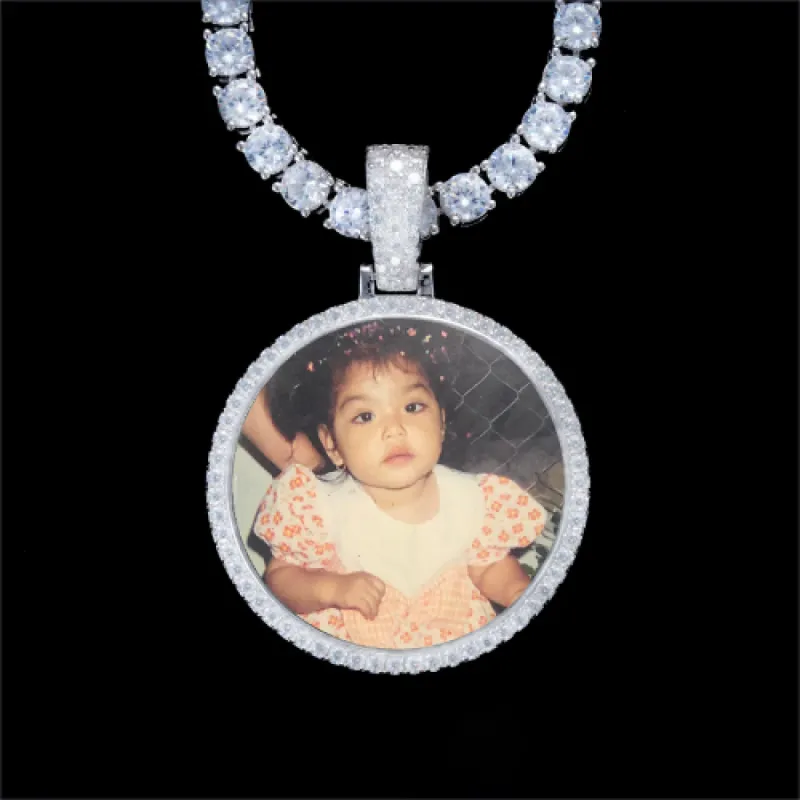 925S & VVS Moissanite 3D Circle Custom Picture Pendant sold by The GUU Shop