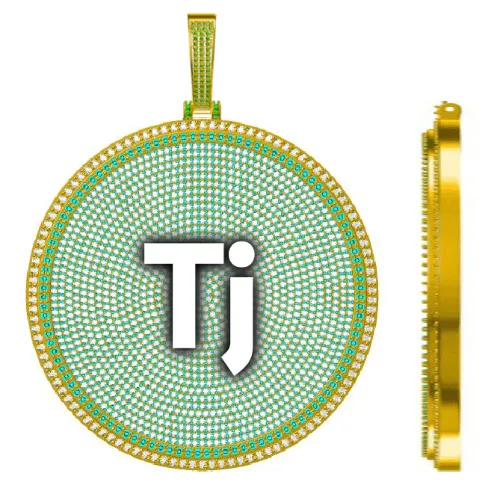 CUSTOM LETTER NECKLACE 3D BIG DISC sold by The GUU Shop