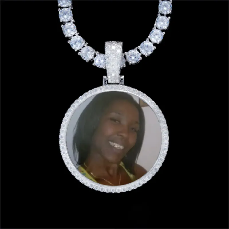 925S & VVS Moissanite 3D Circle Custom Picture Pendant sold by The GUU Shop