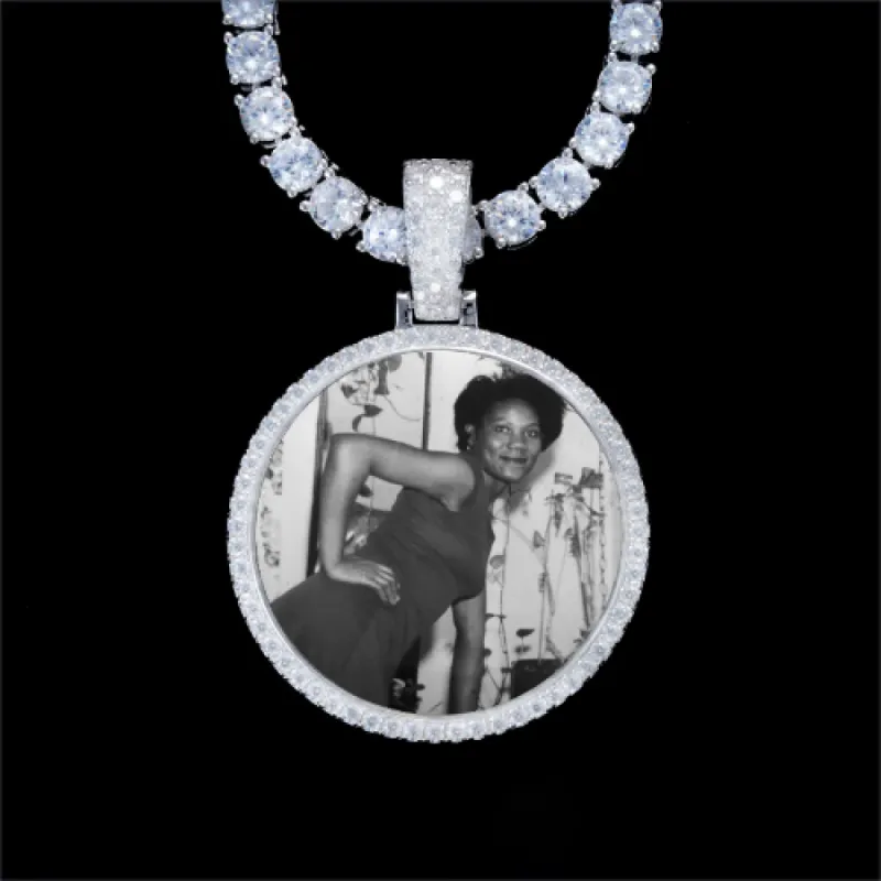 925S & VVS Moissanite 3D Circle Custom Picture Pendant sold by The GUU Shop