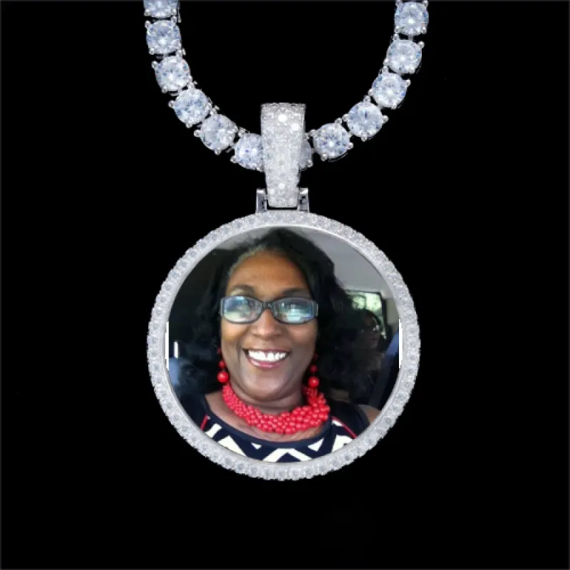 925S & VVS Moissanite 3D Circle Custom Picture Pendant sold by The GUU Shop