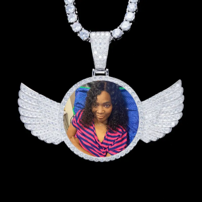 925S & VVS Moissanite 3D Wing Custom Picture Pendant sold by The GUU Shop