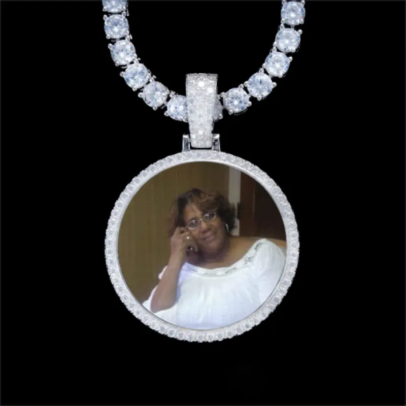 925S & VVS Moissanite 3D Circle Custom Picture Pendant sold by The GUU Shop