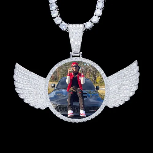 925S & VVS Moissanite 3D Wing Custom Picture Pendant sold by The GUU Shop