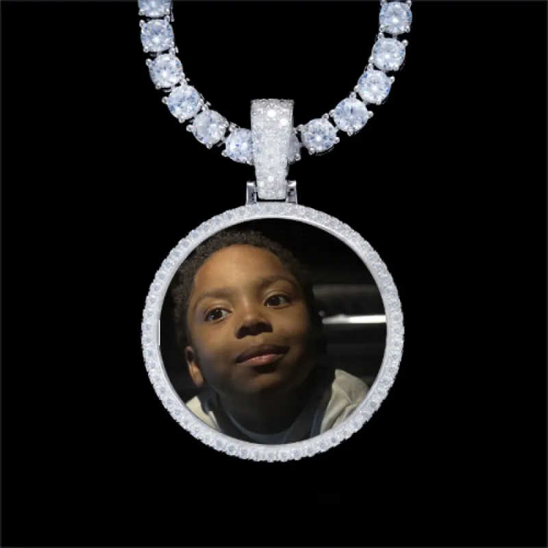 925S & VVS Moissanite 3D Circle Custom Picture Pendant sold by The GUU Shop