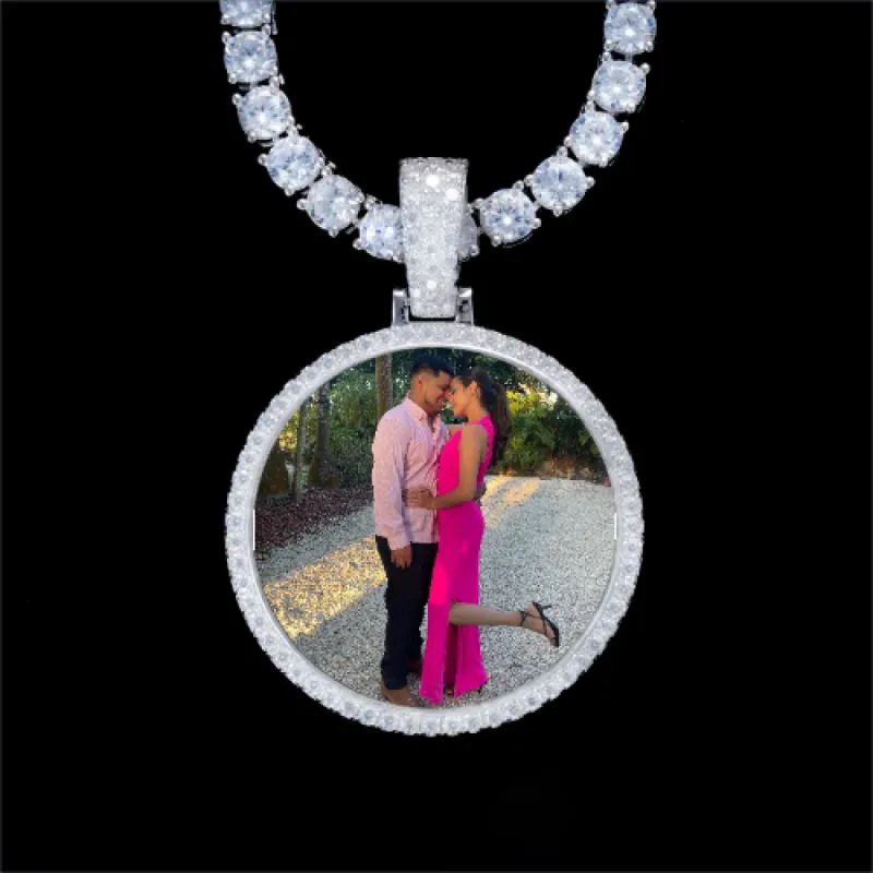 925S & VVS Moissanite 3D Circle Custom Picture Pendant sold by The GUU Shop