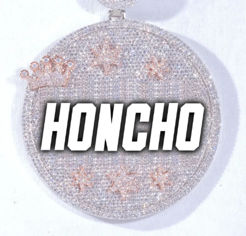 CUSTOM LETTER NECKLACE 3D BIG CROWN DISC sold by The GUU Shop