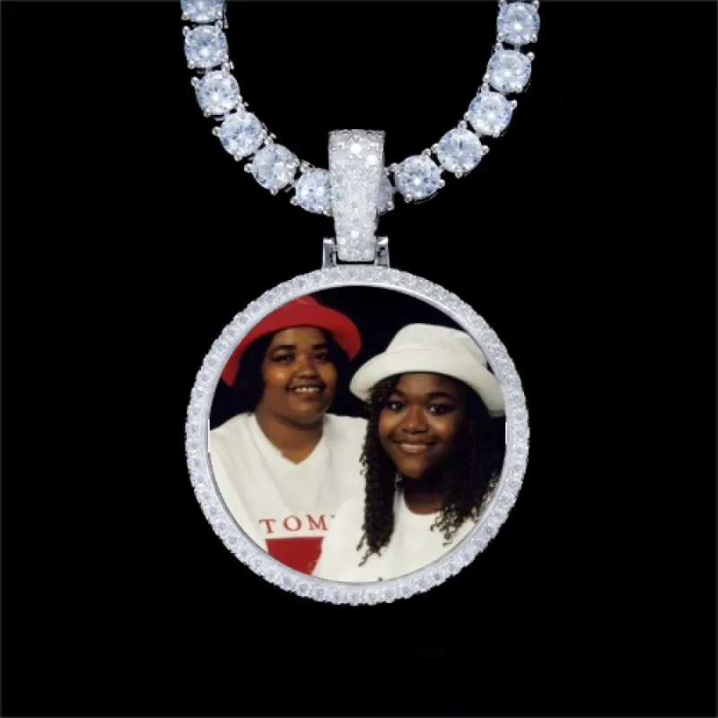 925S & VVS Moissanite 3D Circle Custom Picture Pendant sold by The GUU Shop