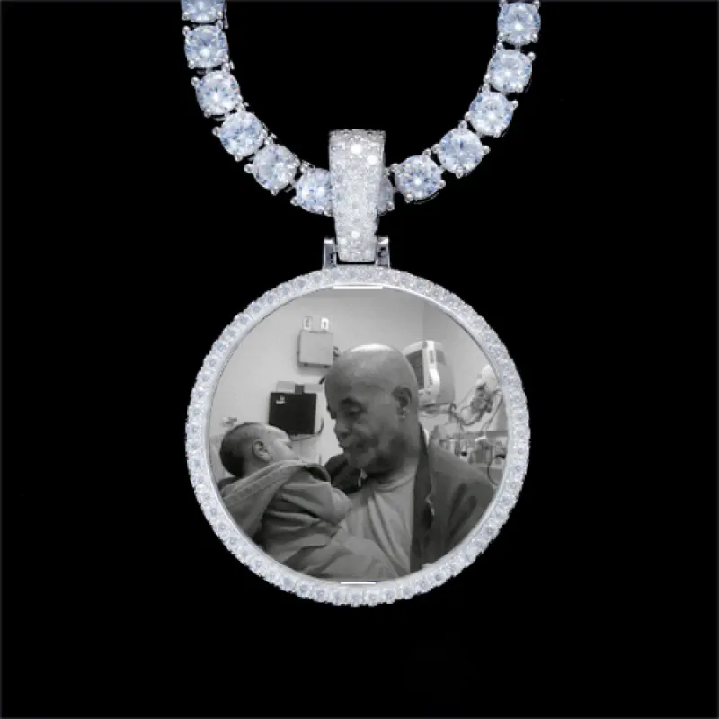 925S & VVS Moissanite 3D Circle Custom Picture Pendant sold by The GUU Shop