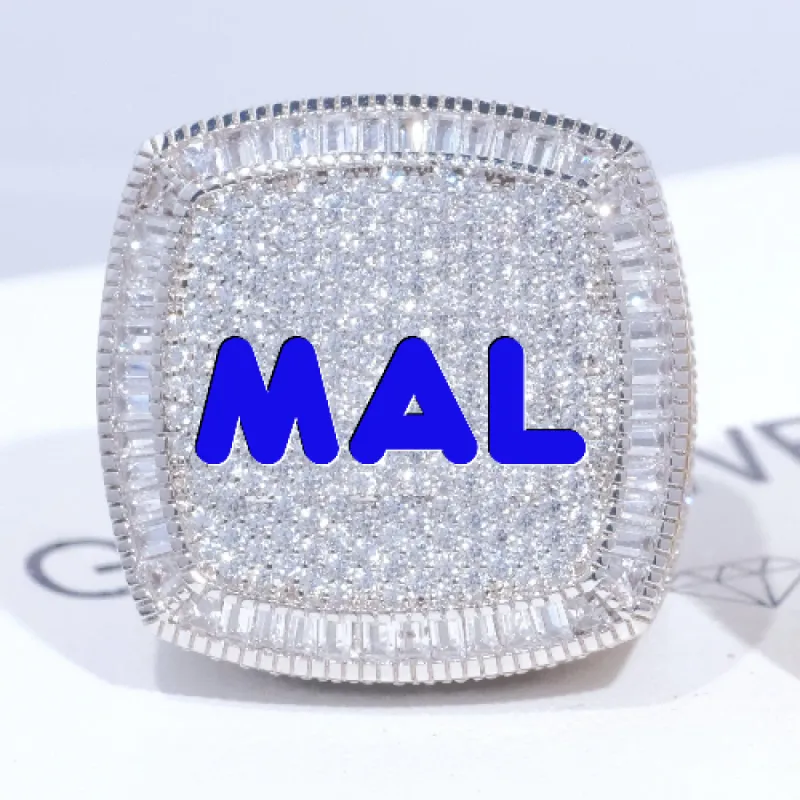 CUSTOM LETTER 3D ICED RING sold by The GUU Shop