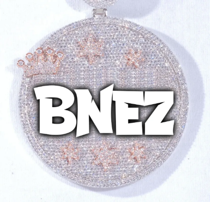 CUSTOM LETTER NECKLACE 3D BIG CROWN DISC sold by The GUU Shop