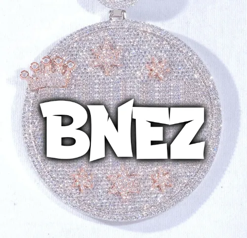 CUSTOM LETTER NECKLACE 3D BIG CROWN DISC sold by The GUU Shop