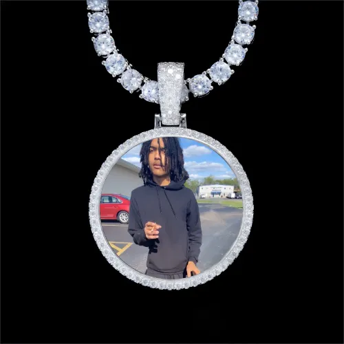 925S & VVS Moissanite 3D Circle Custom Picture Pendant sold by The GUU Shop