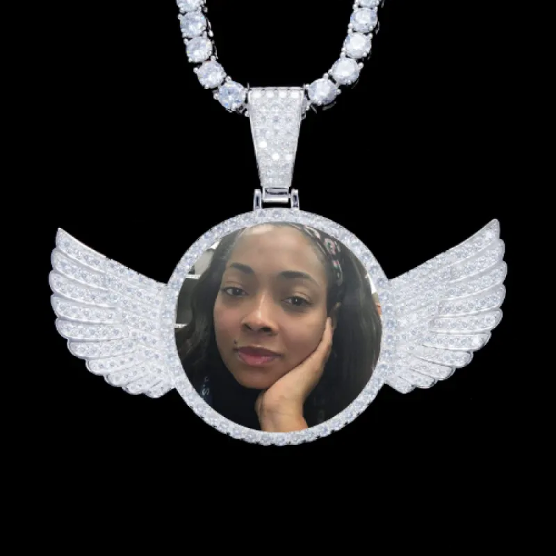 925S & VVS Moissanite 3D Wing Custom Picture Pendant sold by The GUU Shop