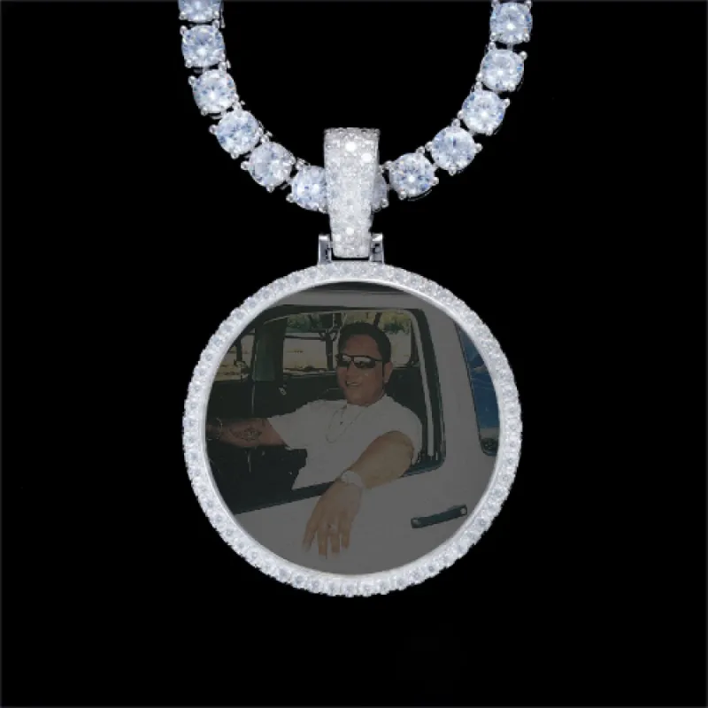 925S & VVS Moissanite 3D Circle Custom Picture Pendant sold by The GUU Shop