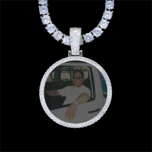 925S & VVS Moissanite 3D Circle Custom Picture Pendant sold by The GUU Shop