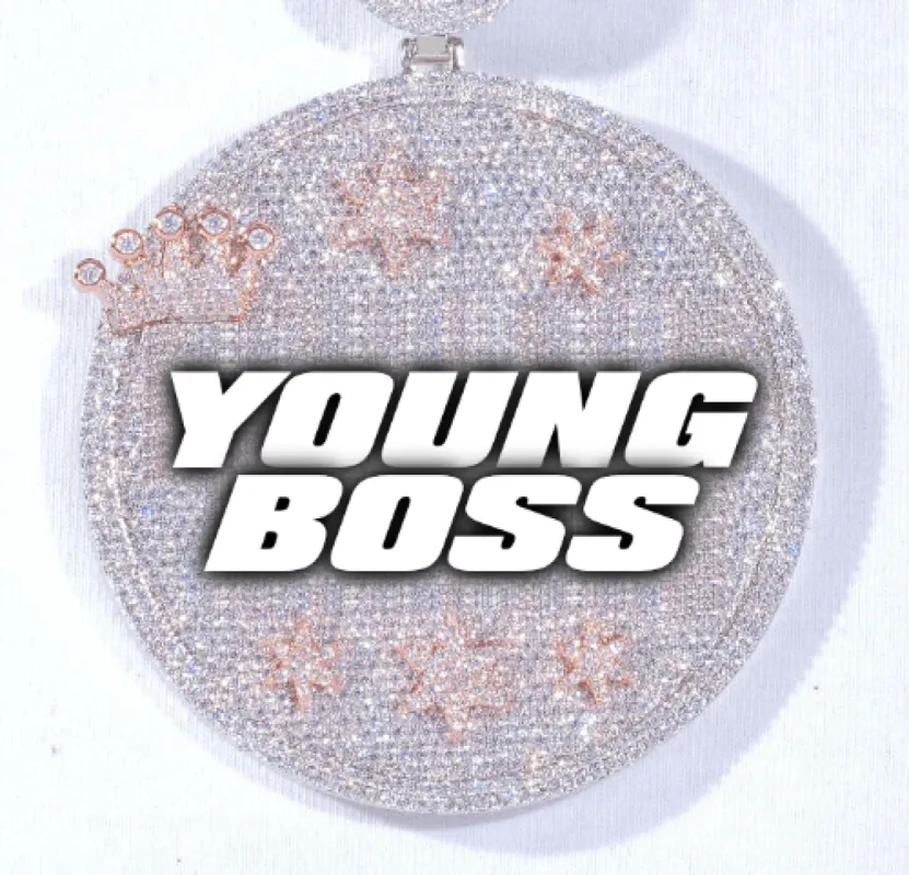 CUSTOM LETTER NECKLACE 3D BIG CROWN DISC sold by The GUU Shop