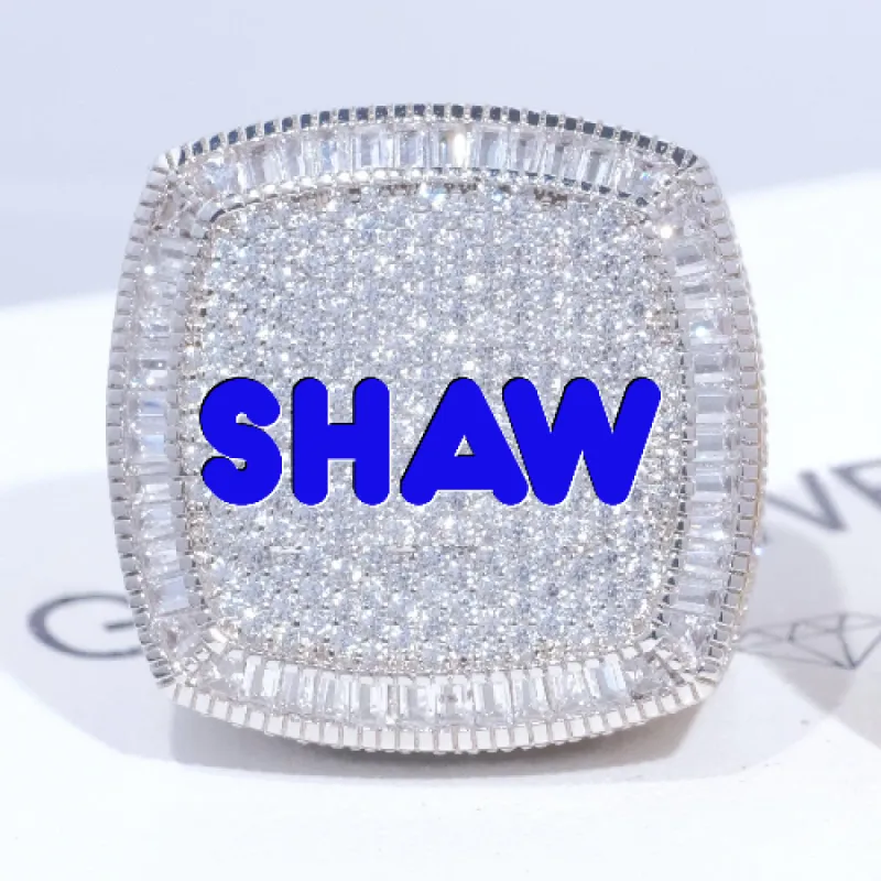 CUSTOM LETTER 3D ICED RING sold by The GUU Shop