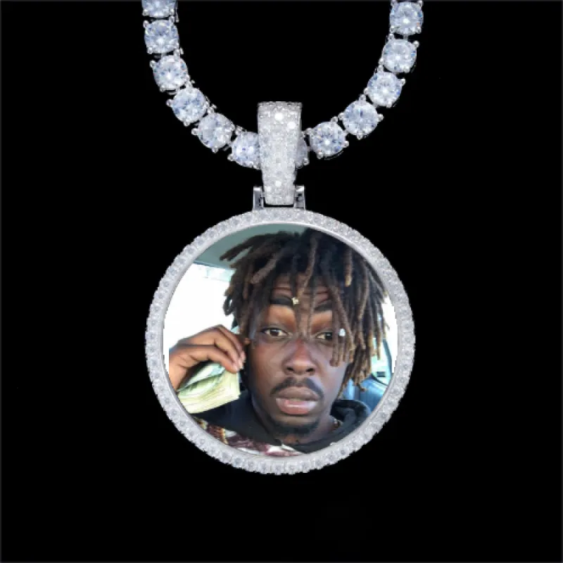 925S & VVS Moissanite 3D Circle Custom Picture Pendant sold by The GUU Shop
