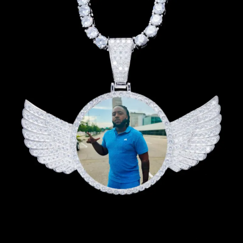 925S & VVS Moissanite 3D Wing Custom Picture Pendant sold by The GUU Shop