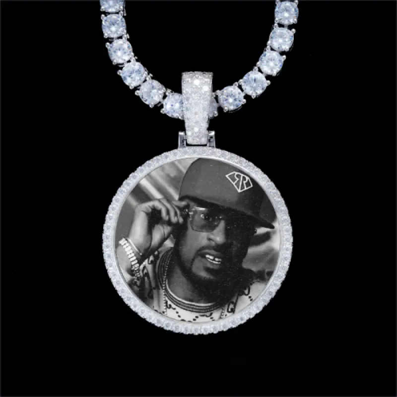 925S & VVS Moissanite 3D Circle Custom Picture Pendant sold by The GUU Shop