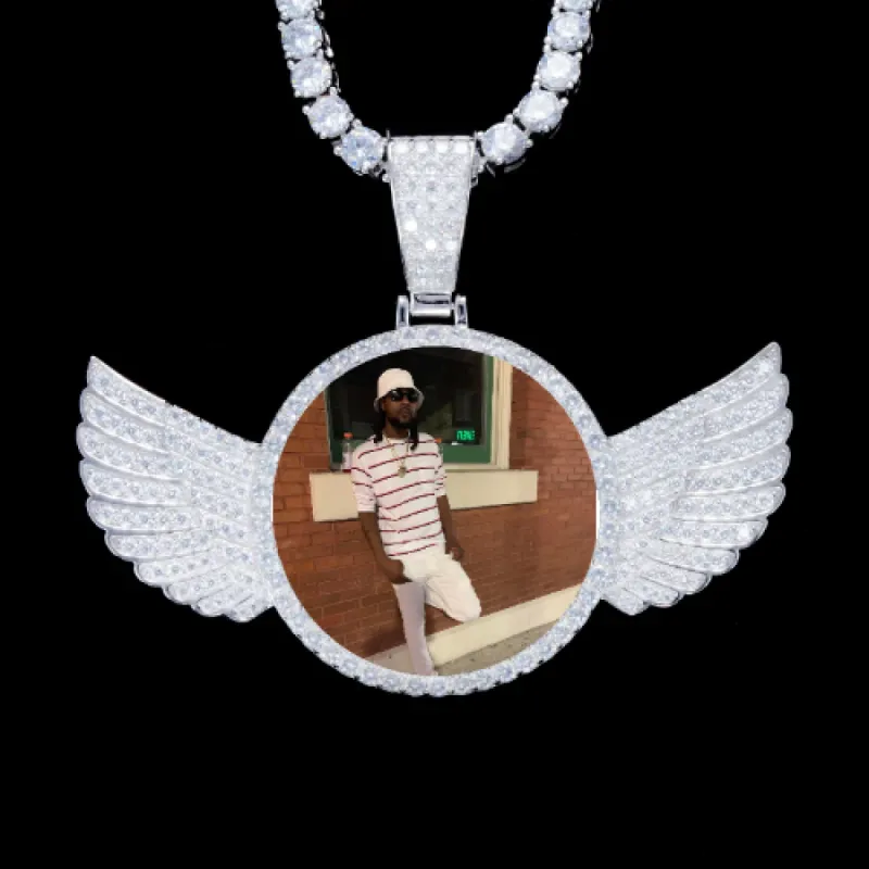 925S & VVS Moissanite 3D Wing Custom Picture Pendant sold by The GUU Shop