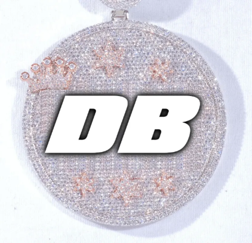 CUSTOM LETTER NECKLACE 3D BIG CROWN DISC sold by The GUU Shop