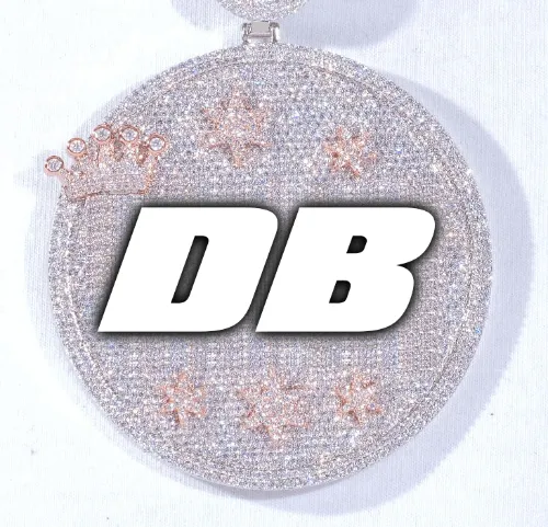 CUSTOM LETTER NECKLACE 3D BIG CROWN DISC sold by The GUU Shop