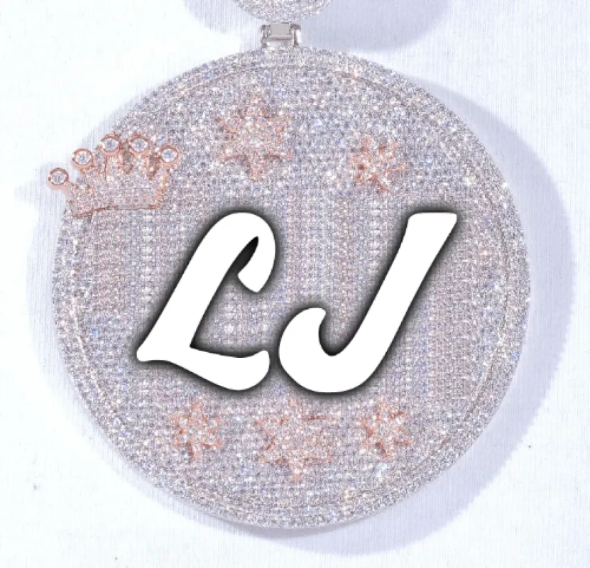 CUSTOM LETTER NECKLACE 3D BIG CROWN DISC made by The GUU Shop