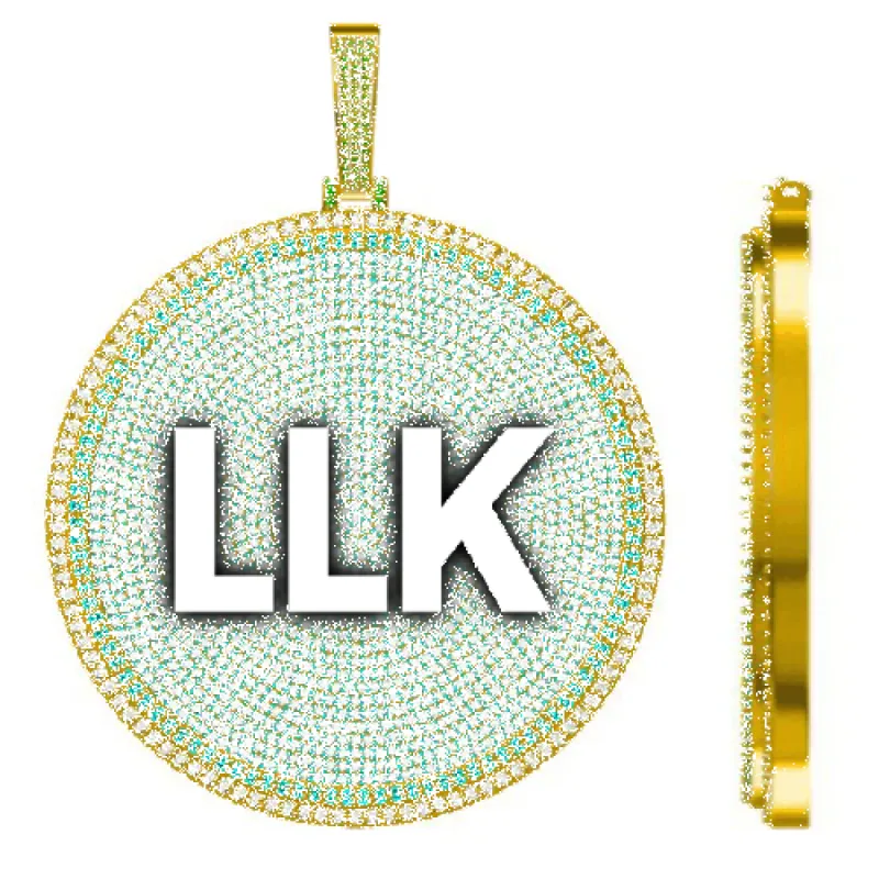 CUSTOM LETTER NECKLACE 3D BIG DISC sold by The GUU Shop