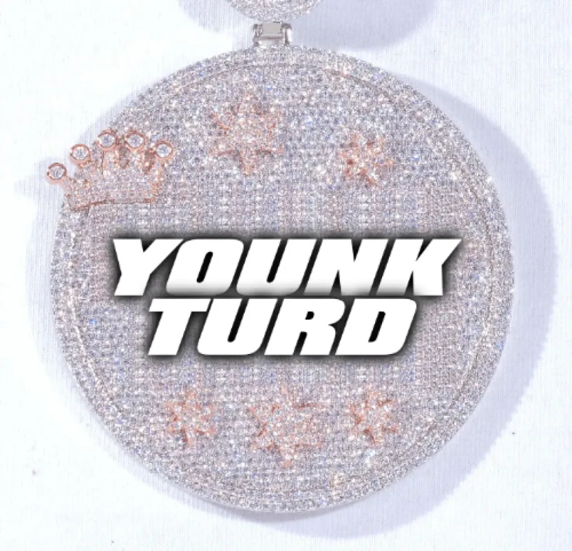 CUSTOM LETTER NECKLACE 3D BIG CROWN DISC sold by The GUU Shop