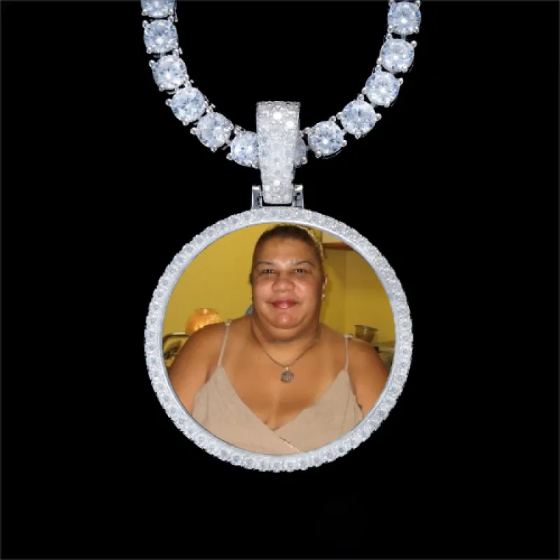 925S & VVS Moissanite 3D Circle Custom Picture Pendant sold by The GUU Shop
